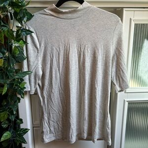 Banana Republic Women's Short Sleeve Mock Neck Tee in Beige Heather